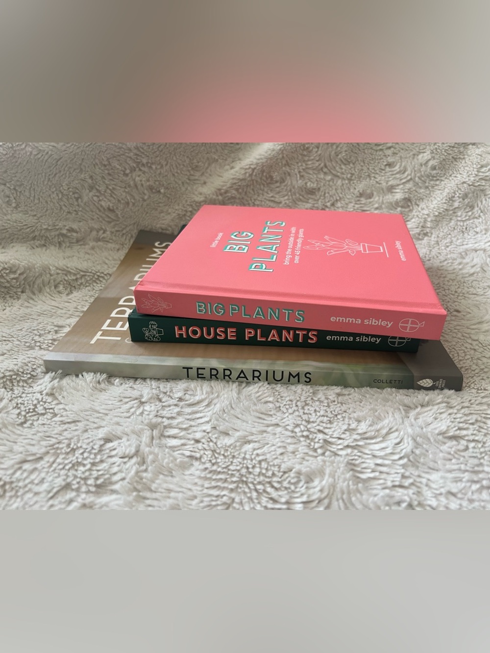 Stack of Decorative Plant Books - Pink & Green